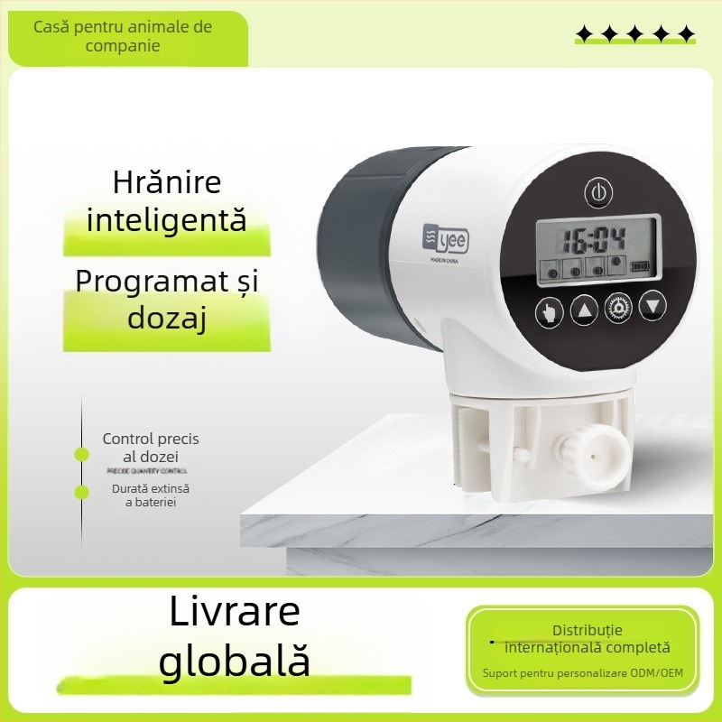 yee hrănitor automat pentru pești cu timer, corp din plastic, capacitate mare, pentru acvariu koi și pești aurii