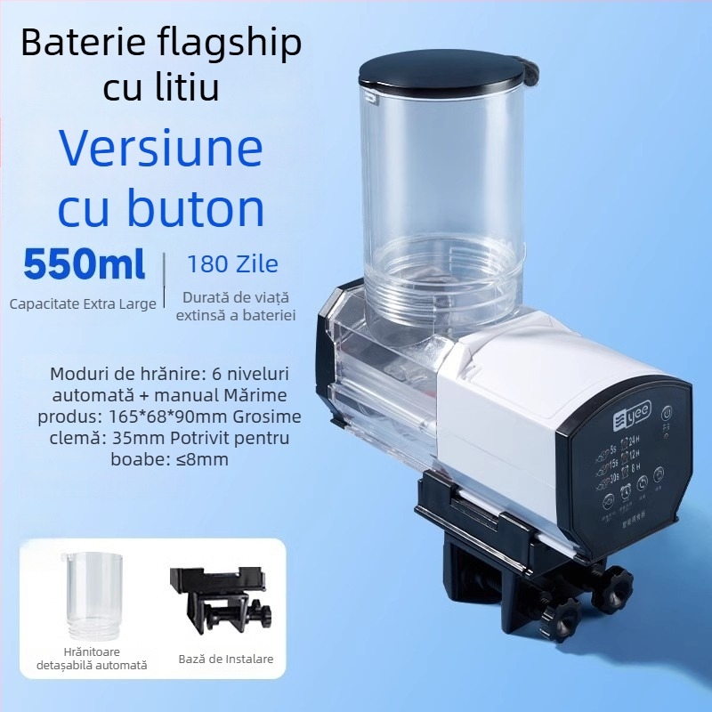 yee hrănitor automat pentru pești cu timer, corp din plastic, capacitate mare, pentru acvariu koi și pești aurii