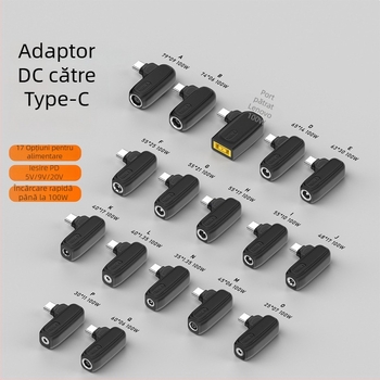 Adaptor PD: DC femelă la USB-C masculin, 100W, suport PD 5/9/20V