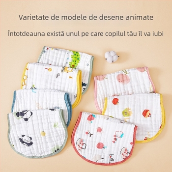 Pernă pentru bebeluși – 100% bumbac, respirabilă, absoarbe transpirația, stil desen animat, potrivită pentru nou-născuți până la 12 luni