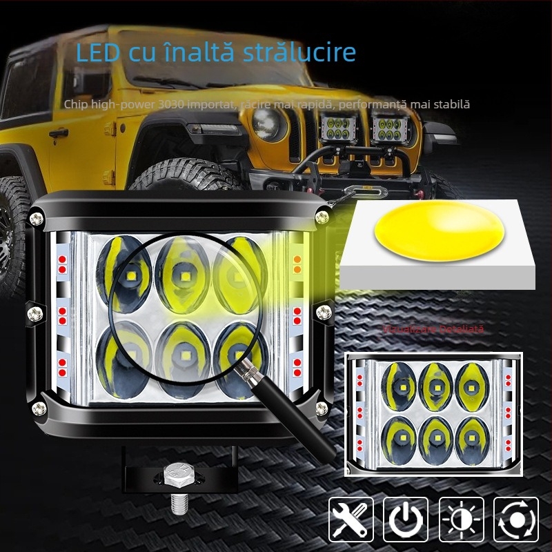 Lampă de lucru LED cu trei fețe pentru autoturisme - 36W, 3000lm, 9-36V, aluminiu