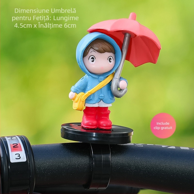 Ornament pentru bicicletă: fată desen animat sub umbrelă, design cu curea, material viscose, brand Tang Yi, accesoriu decorativ