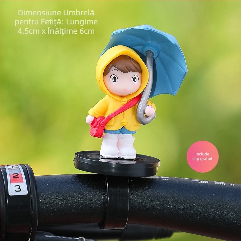 Ornament pentru bicicletă: fată desen animat sub umbrelă, design cu curea, material viscose, brand Tang Yi, accesoriu decorativ
