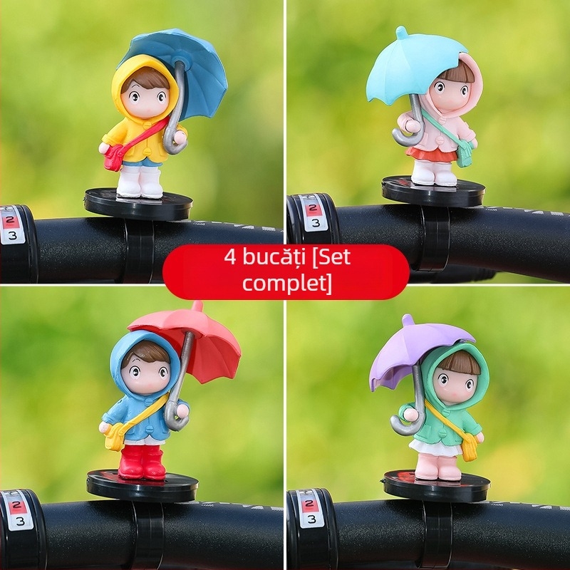 Ornament pentru bicicletă: fată desen animat sub umbrelă, design cu curea, material viscose, brand Tang Yi, accesoriu decorativ