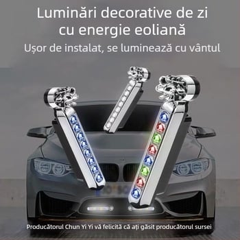 Lumină LED de avertizare pentru grila mașinii alimentată prin energie eoliană (DL-011, ABS+PCB, Universal, Lumină de avertizare simulată, Chun yi yi)
