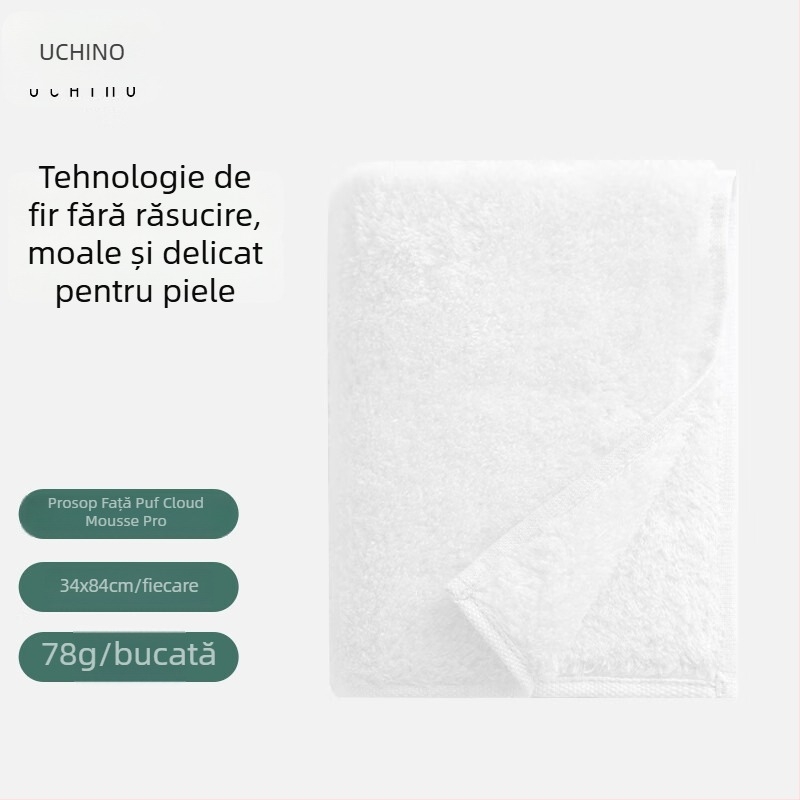 Uchino prosop din bumbac – 32s fire, țesătură cut velvet, greutate 200 g+, delicat cu pielea și absorbant
