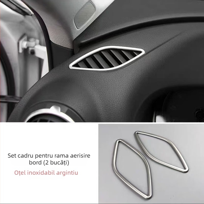 Ramă panou comutator faruri și panou butoane consolă centrală pentru Audi A3 8V, oțel inox, model 052302H