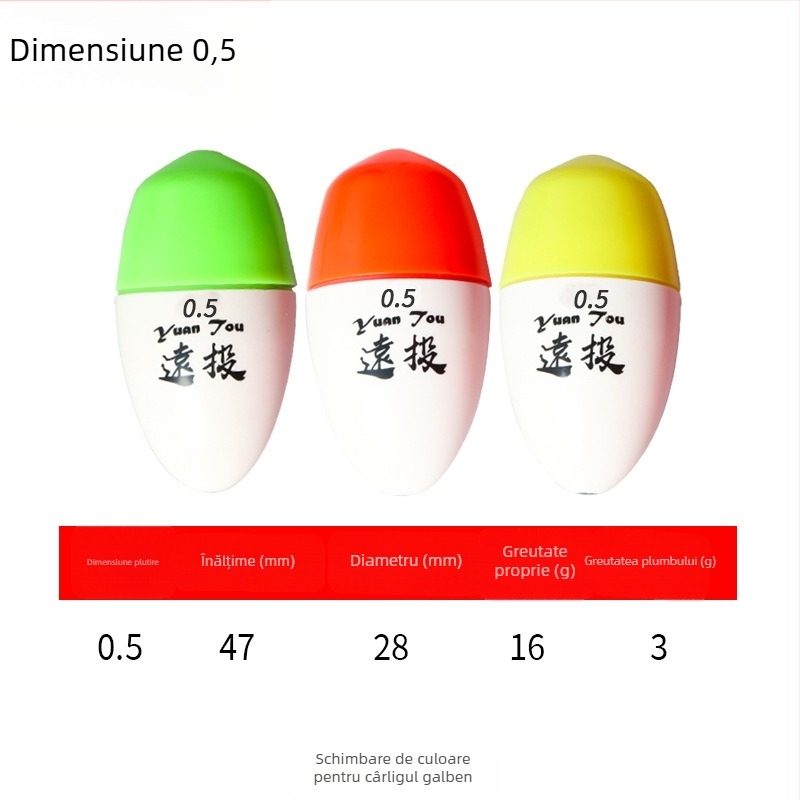 Plutitor de pescuit din plastic pentru aruncări lungi în pescuitul maritim, luminescent