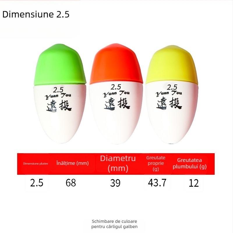 Plutitor de pescuit din plastic pentru aruncări lungi în pescuitul maritim, luminescent