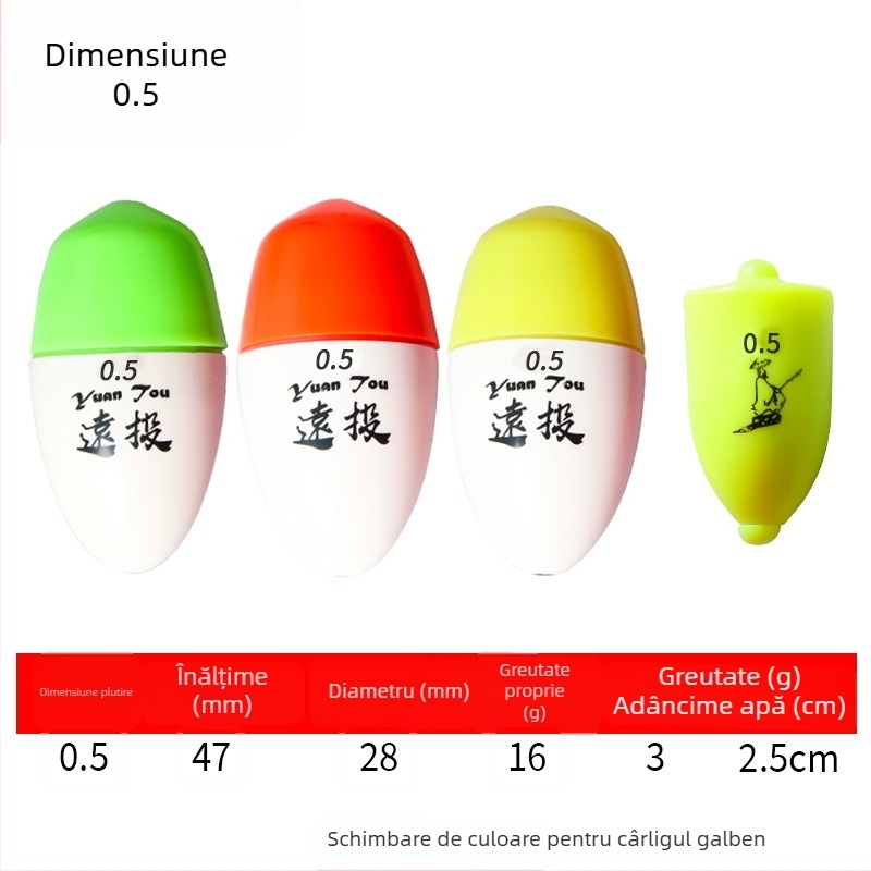 Plutitor de pescuit din plastic pentru aruncări lungi în pescuitul maritim, luminescent