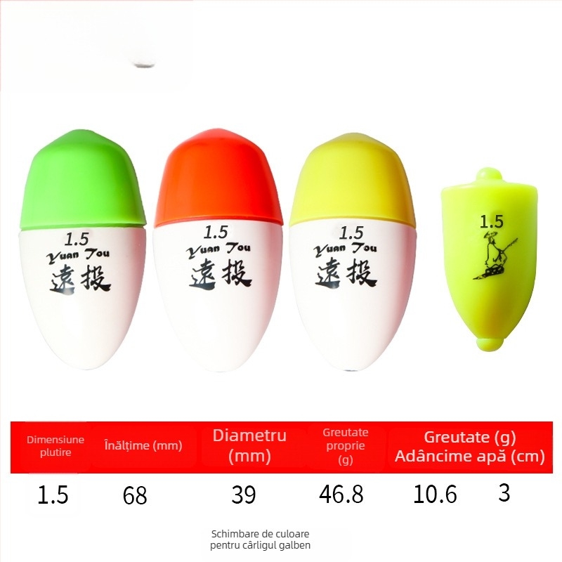 Plutitor de pescuit din plastic pentru aruncări lungi în pescuitul maritim, luminescent