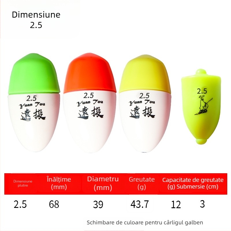 Plutitor de pescuit din plastic pentru aruncări lungi în pescuitul maritim, luminescent