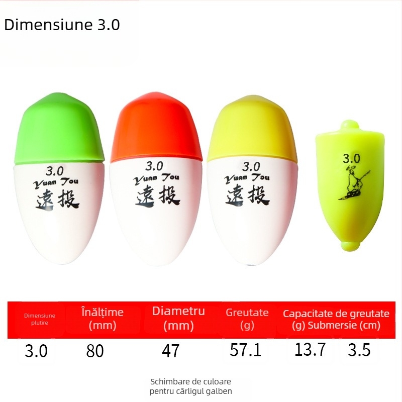 Plutitor de pescuit din plastic pentru aruncări lungi în pescuitul maritim, luminescent