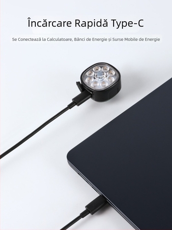 Set de lumini pentru bicicletă față și spate cu design impermeabil, încărcare tip C, LED de înaltă luminozitate pentru biciclete de munte și de șosea