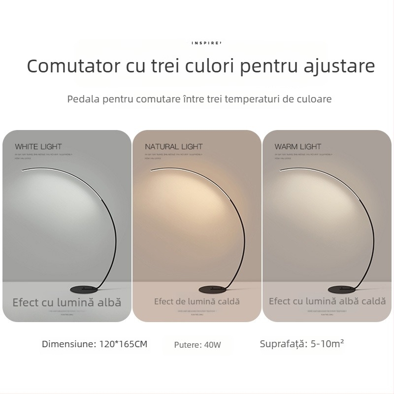 Lampă de podea cu lumină LED, stil nordic, abajur din fier, suprafață de iluminare 10-15 m², 220V