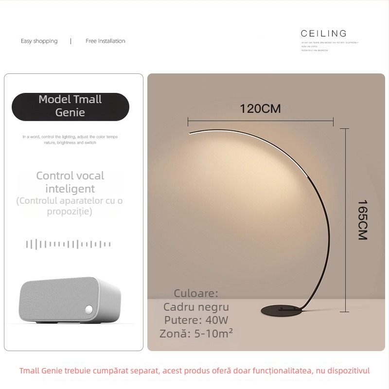 Lampă de podea cu lumină LED, stil nordic, abajur din fier, suprafață de iluminare 10-15 m², 220V