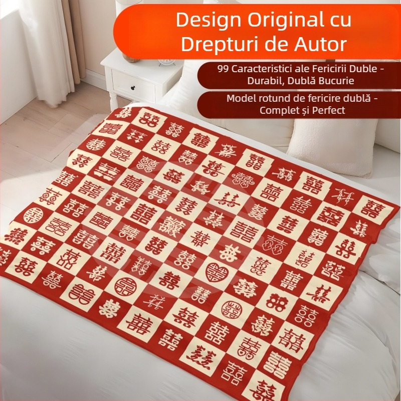 Pătură din flanel gros, stil de nuntă, 230–300 gsm, design personalizabil