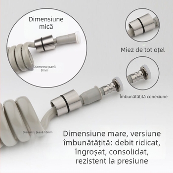 Spray de toaletă cu furtun telescopic și țeavă cu arc — model: Spring tube; material: materiale compozite; montaj: filetare; presiune nominală: normală; stil: simplitate modernă