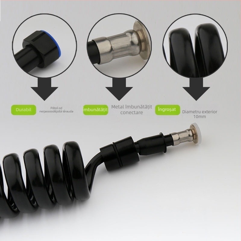 Spray de toaletă cu furtun telescopic și țeavă cu arc — model: Spring tube; material: materiale compozite; montaj: filetare; presiune nominală: normală; stil: simplitate modernă