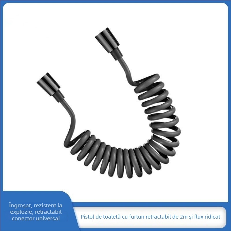 Spray de toaletă cu furtun telescopic și țeavă cu arc — model: Spring tube; material: materiale compozite; montaj: filetare; presiune nominală: normală; stil: simplitate modernă