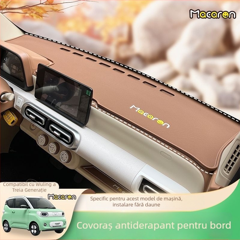 Padă din silicon pentru bord anti-derulare pentru Wuling Hongguang a treia generație Macaron – decorare și depozitare în consola centrală, utilizare pe toate anotimpurile, imprimare logo