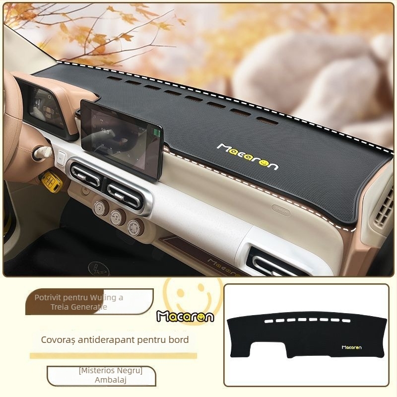 Padă din silicon pentru bord anti-derulare pentru Wuling Hongguang a treia generație Macaron – decorare și depozitare în consola centrală, utilizare pe toate anotimpurile, imprimare logo