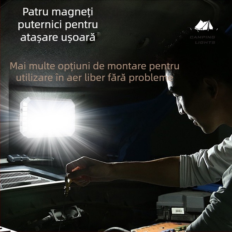 LED lampă de camping cu încărcare wireless, lampă magnetică portabilă, luminozitate înaltă, 5W, baterie 3.7V