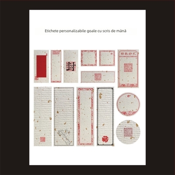 Set etichete albe pentru scriere de mână – hârtie acoperită, dimensiuni variate, autocolante, personalizabile