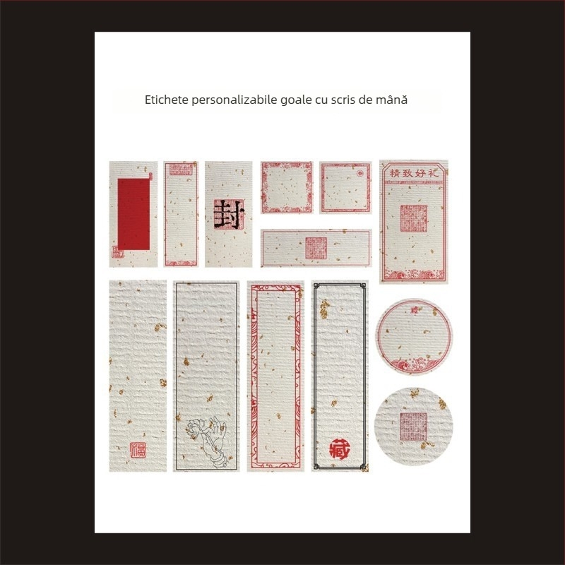 Set etichete albe pentru scriere de mână – hârtie acoperită, dimensiuni variate, autocolante, personalizabile