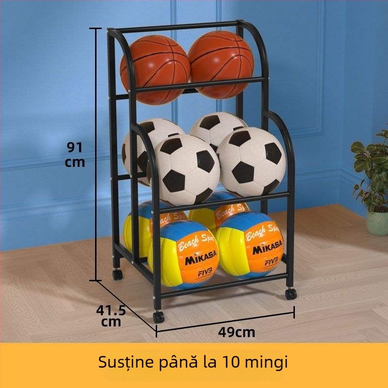 Raft de depozitare a mingilor pentru copii, interior, pentru baschet, fotbal și volei