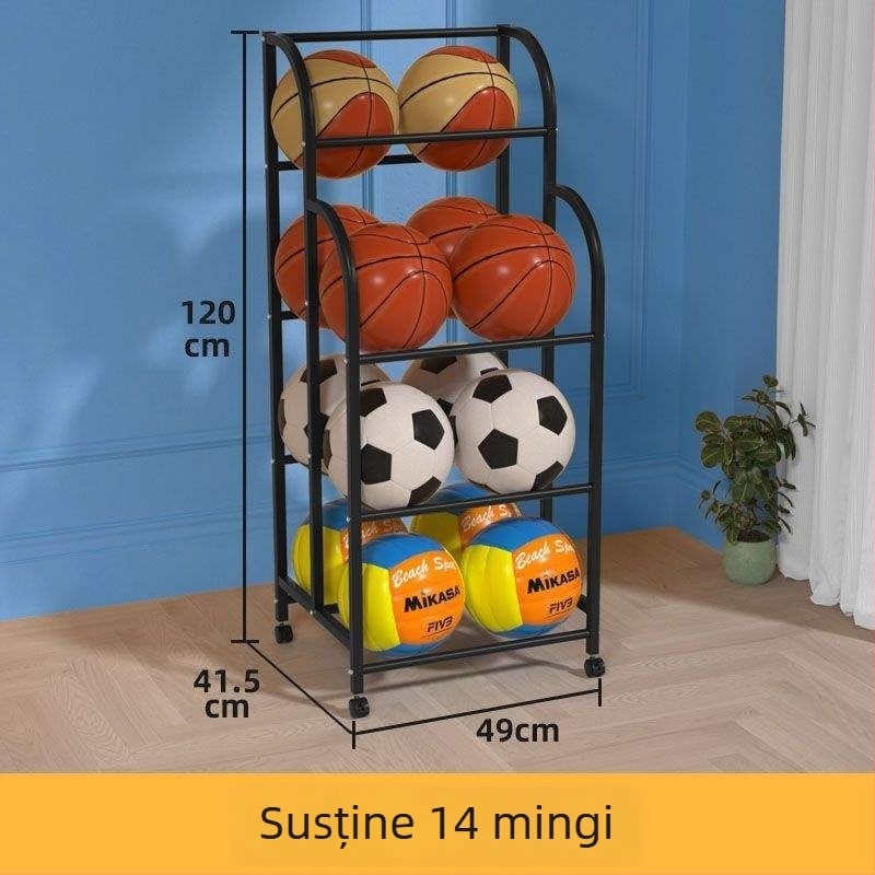 Raft de depozitare a mingilor pentru copii, interior, pentru baschet, fotbal și volei