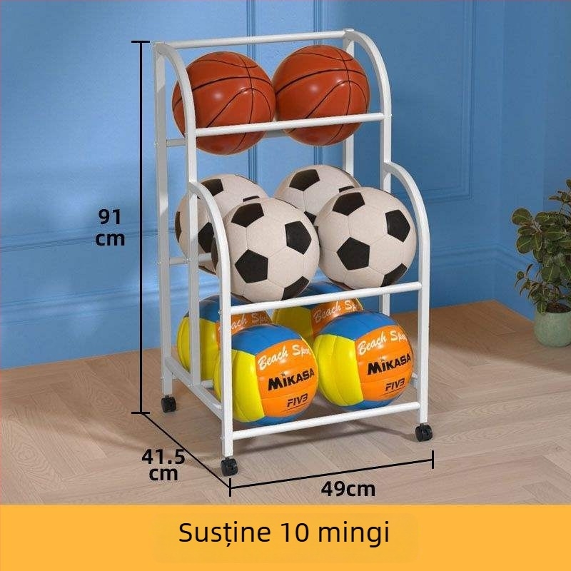 Raft de depozitare a mingilor pentru copii, interior, pentru baschet, fotbal și volei