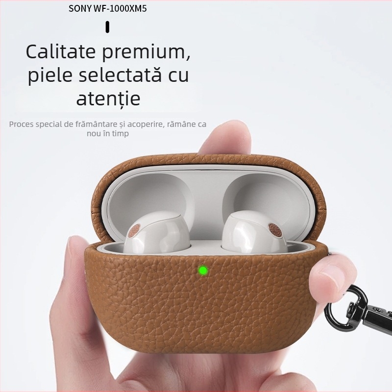 Husă de protecție premium pentru Sony WF-1000XM5, cu textură lychee