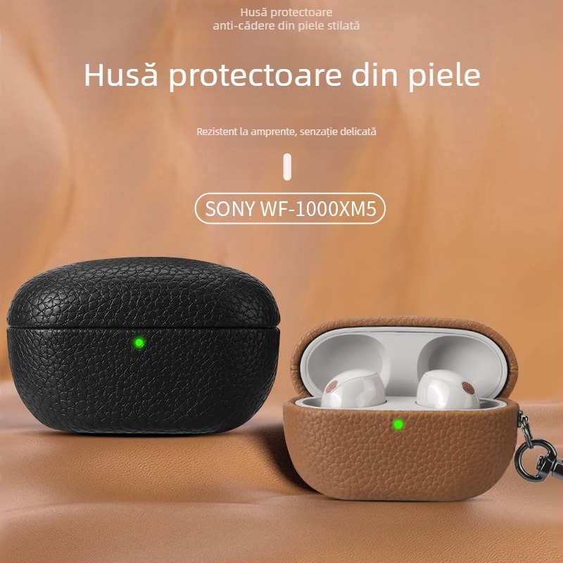 Husă de protecție premium pentru Sony WF-1000XM5, cu textură lychee