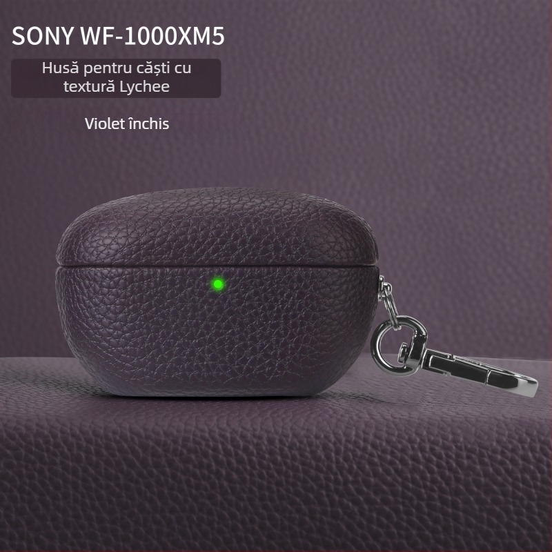 Husă de protecție premium pentru Sony WF-1000XM5, cu textură lychee