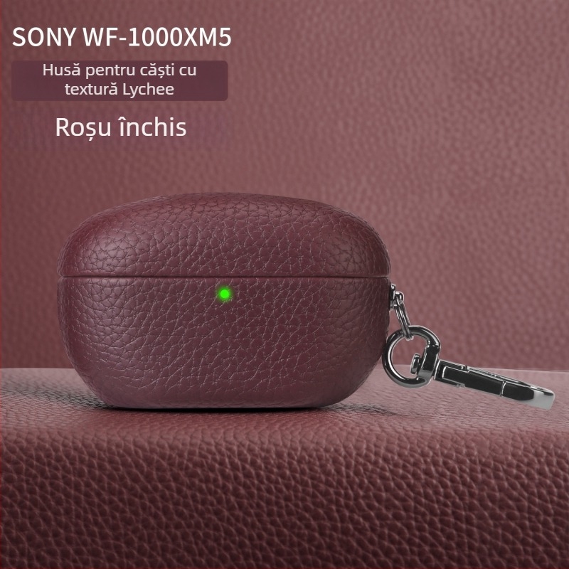 Husă de protecție premium pentru Sony WF-1000XM5, cu textură lychee