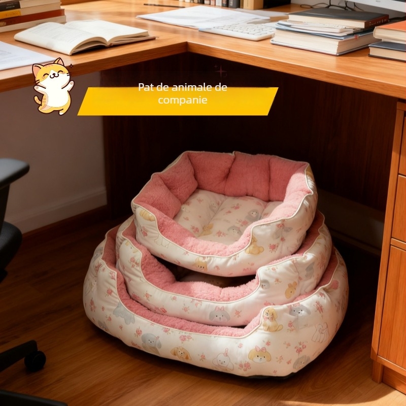 Cuib de pisică din bumbac, pentru toate sezoanele, utilizare în interior, respirabil și cald