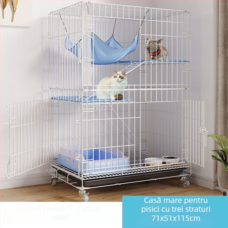 Cuib de pisică din oțel inoxidabil pliabil cu mai multe niveluri pentru interior fără montaj