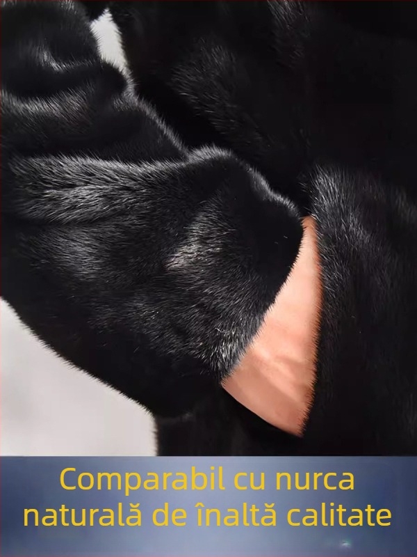 Palton din blană artificială de nurcă, cu glugă, pentru bărbați, iarnă, fermoar