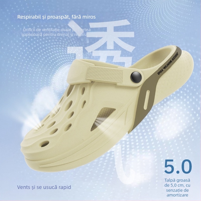 Sandale pentru bărbați din EVA, stil coreean, pentru exterior, partea superioară EVA, talpa EVA, călcâi plat