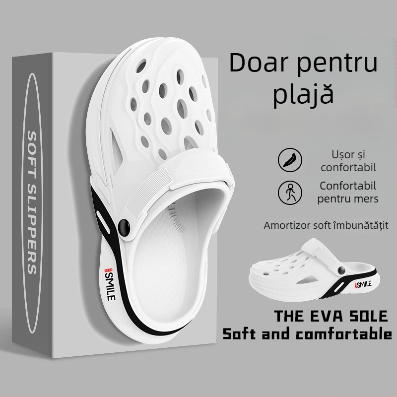 Sandale pentru bărbați din EVA, stil coreean, pentru exterior, partea superioară EVA, talpa EVA, călcâi plat