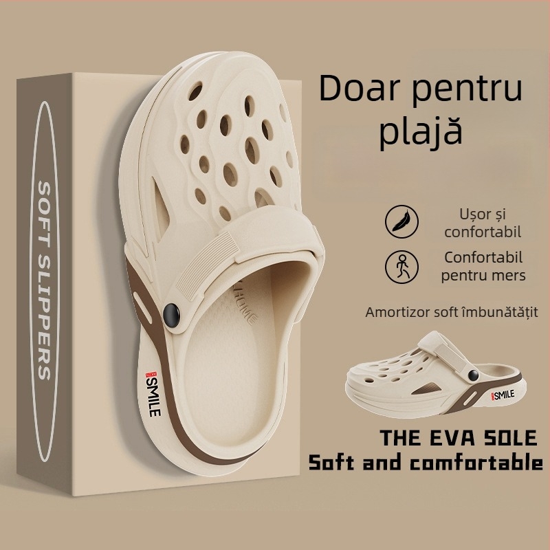 Sandale pentru bărbați din EVA, stil coreean, pentru exterior, partea superioară EVA, talpa EVA, călcâi plat