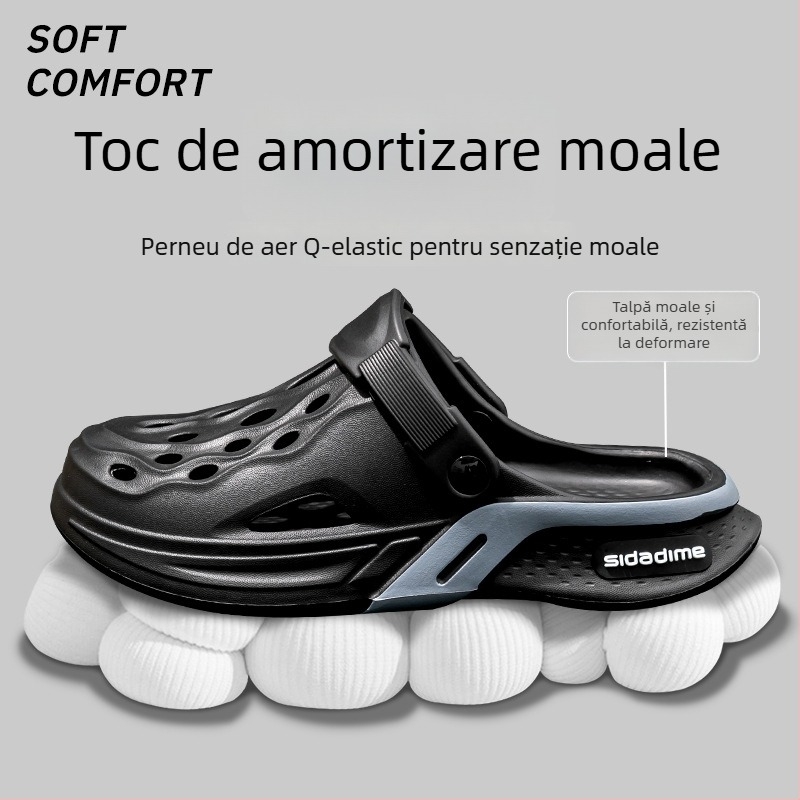 Sandale pentru bărbați din EVA, stil coreean, pentru exterior, partea superioară EVA, talpa EVA, călcâi plat