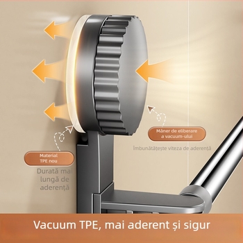 Cuier de prosoape cu ventuză pentru baie, telescopic, montaj fără găuri, materiale: plastic și oțel inoxidabil (Rupai)