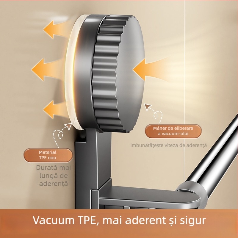 Cuier de prosoape cu ventuză pentru baie, telescopic, montaj fără găuri, materiale: plastic și oțel inoxidabil (Rupai)