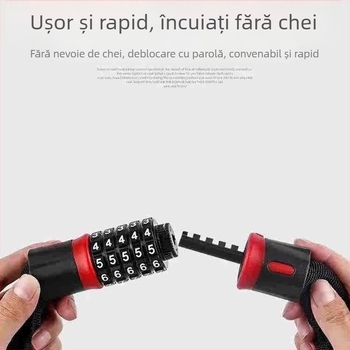 Lacăt cu lanț cu parolă de 4 cifre pentru motociclete, biciclete electrice și biciclete — personalizabil, stil modern minimalist