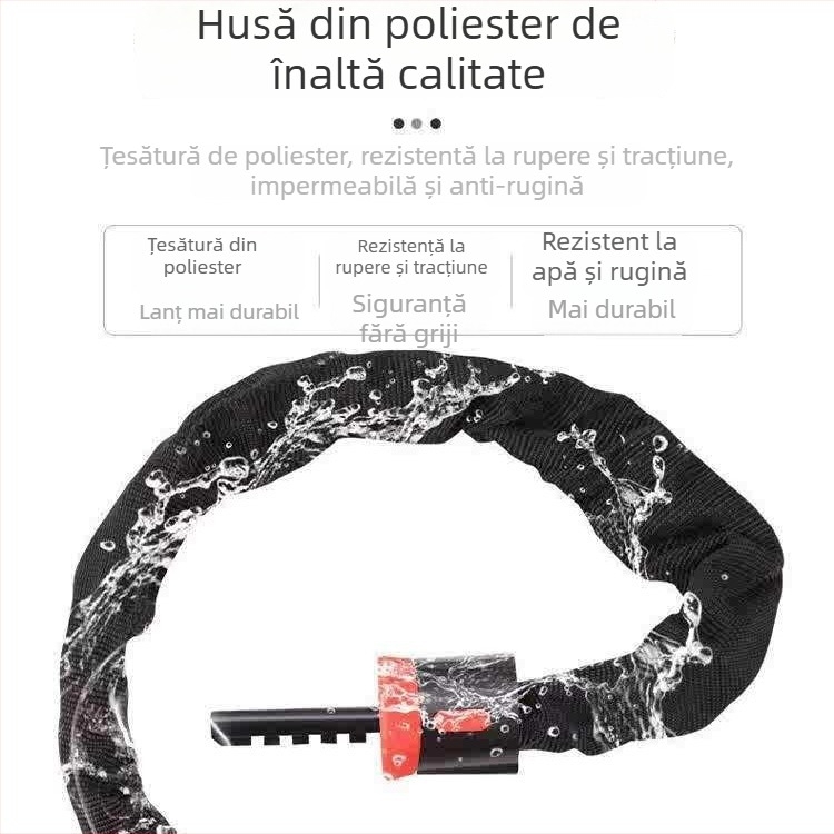 Lacăt cu lanț cu parolă de 4 cifre pentru motociclete, biciclete electrice și biciclete — personalizabil, stil modern minimalist