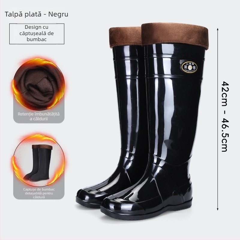 Cizme de ploaie peste genunchi pentru adulți - partea superioară PVC, talpă din tendon de vițel, Unisex, pentru patru anotimpuri