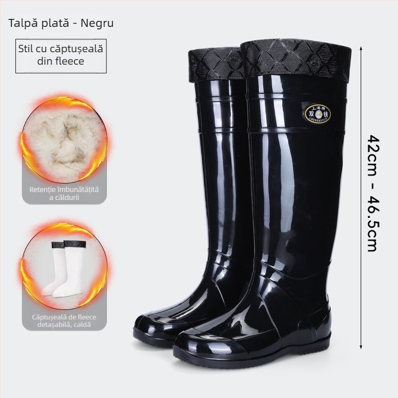 Cizme de ploaie peste genunchi pentru adulți - partea superioară PVC, talpă din tendon de vițel, Unisex, pentru patru anotimpuri