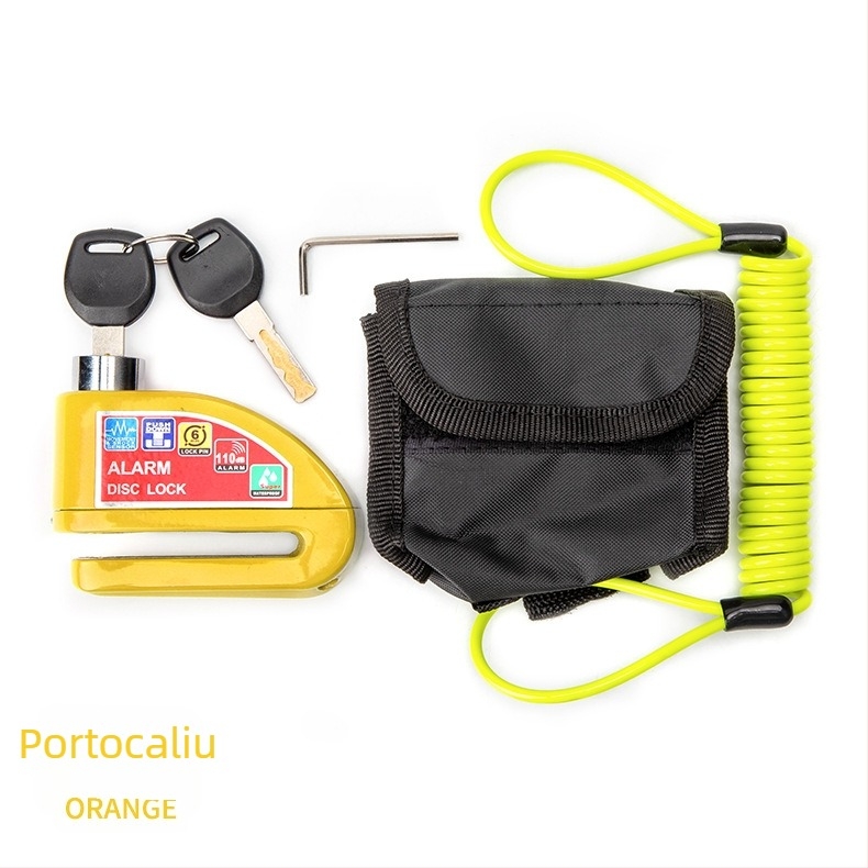Lacăt antifurt cu disc pentru motocicletă, cu geantă de depozitare – portabil, din metal, impermeabil, rezistent la rugină, anti-derapant
